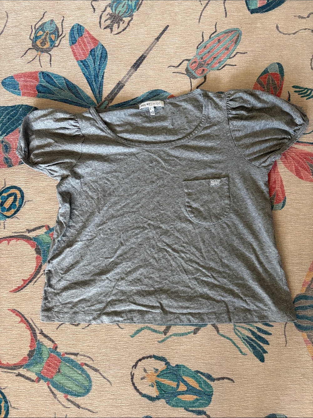 See By Chloé Cozy Gray Women's Pocket Tee